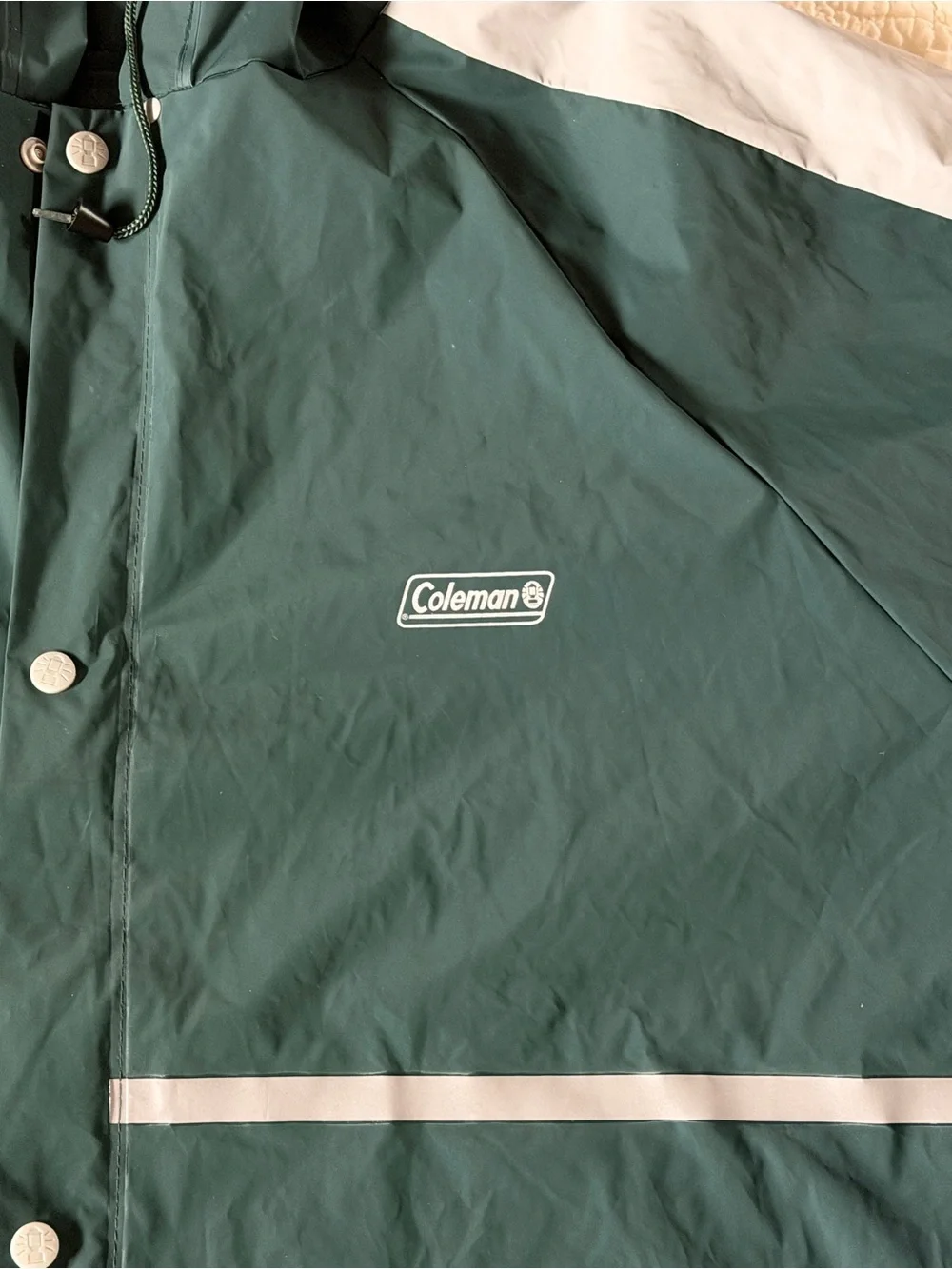 Coleman XL/2XL Green Gray Hooded Waterproof Rain Jacket Reflective camping
